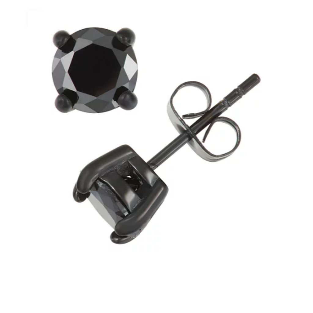 Black Stud Earrings Silver Tiny Women Men Earrings Ear Piercing Body Jewelry 4mm